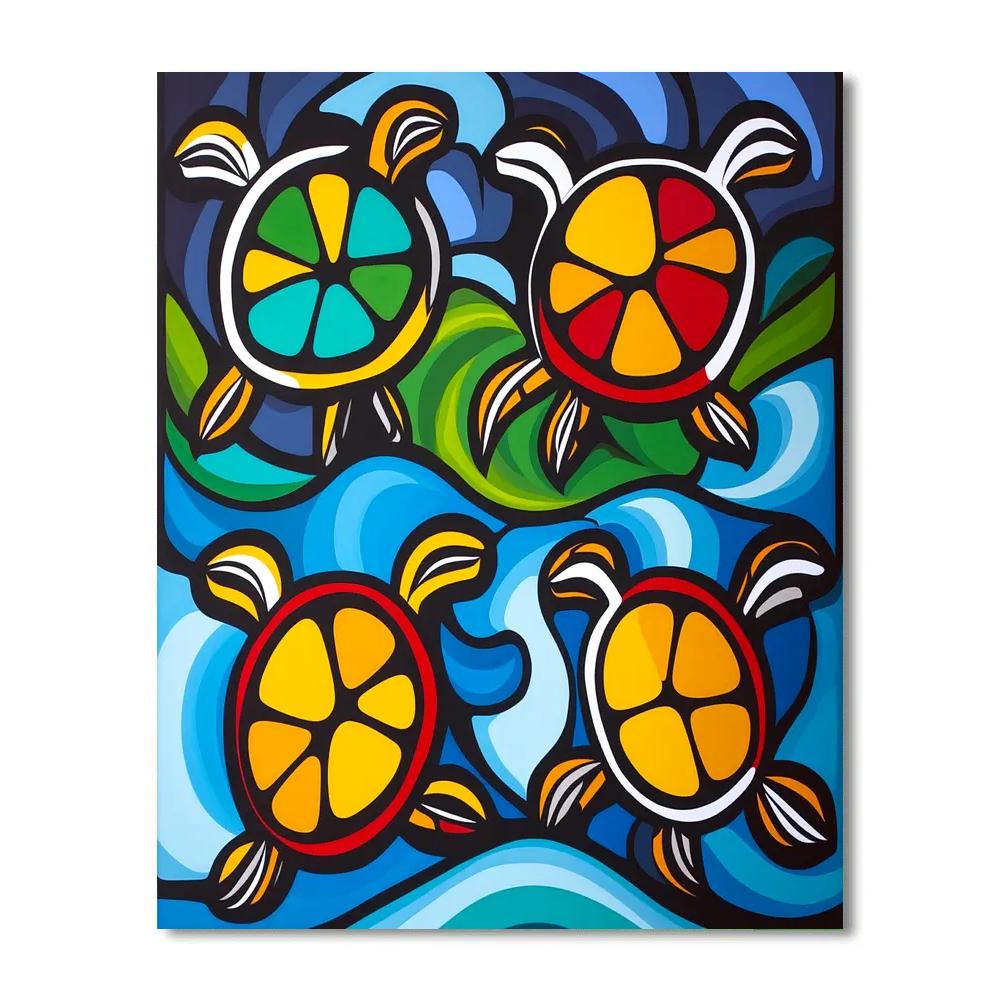 Norval Morrisseau Inspired Turtle Guardians Of The Sacred Waters Paint by numbers art