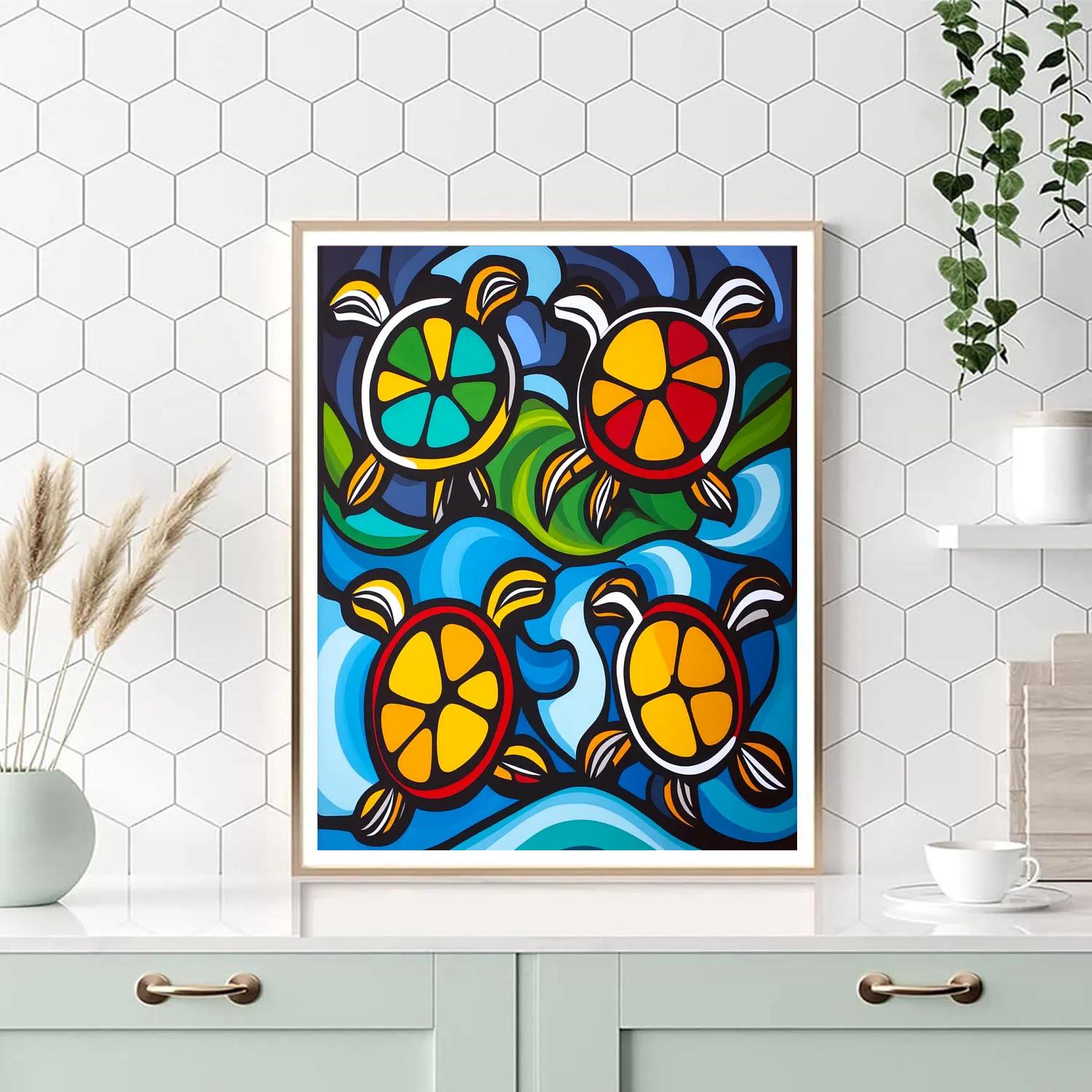Norval Morrisseau Inspired Turtle Guardians Of The Sacred Waters Paint by numbers art
