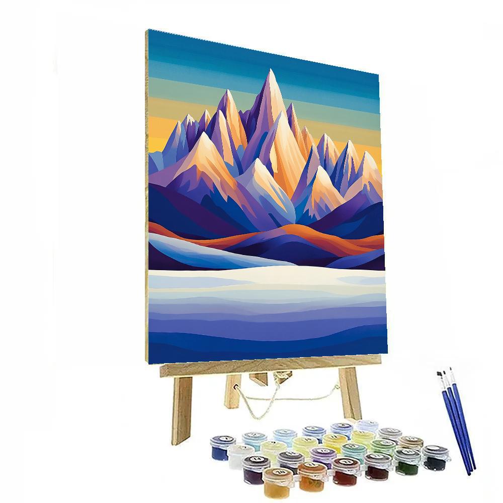 Lawren Harris Inspired Serene Snowy Mountain Silhouettes Numbered painting kits
