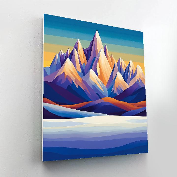 Lawren Harris Inspired Serene Snowy Mountain Silhouettes Numbered painting kits
