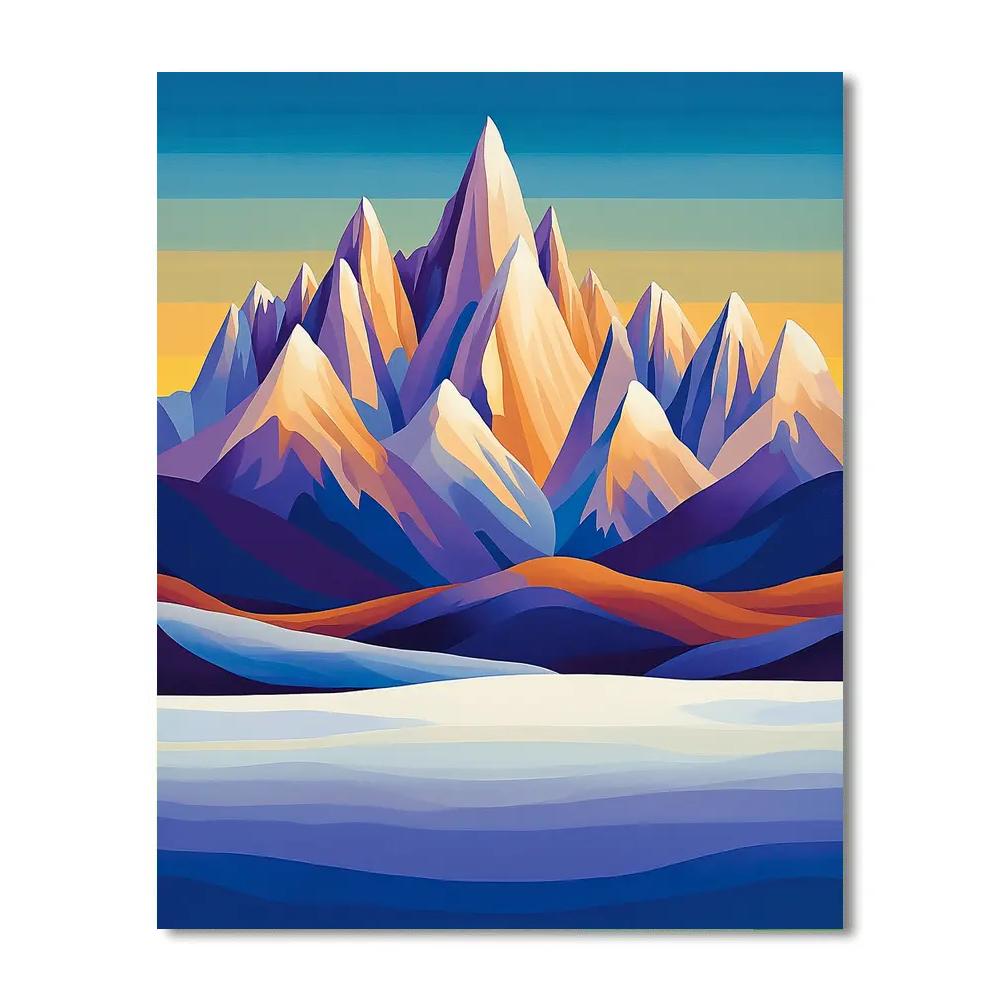 Lawren Harris Inspired Serene Snowy Mountain Silhouettes Numbered painting kits