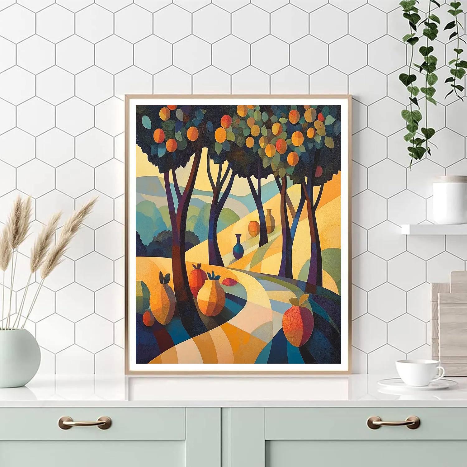 Pablo Picasso Inspired Cubist Orchard Abstraction Numbered painting kits