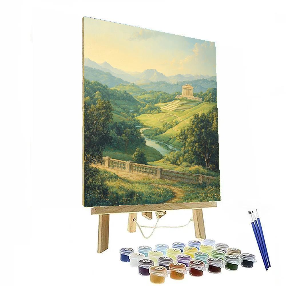 Raphael Inspired Rolling Hills With Luminous Temple Numbered painting kits