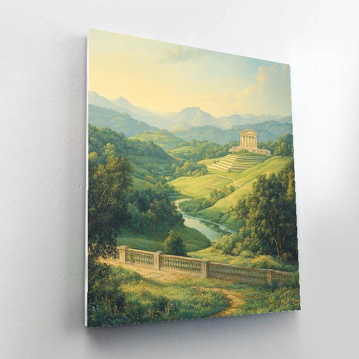 Raphael Inspired Rolling Hills With Luminous Temple Numbered painting kits