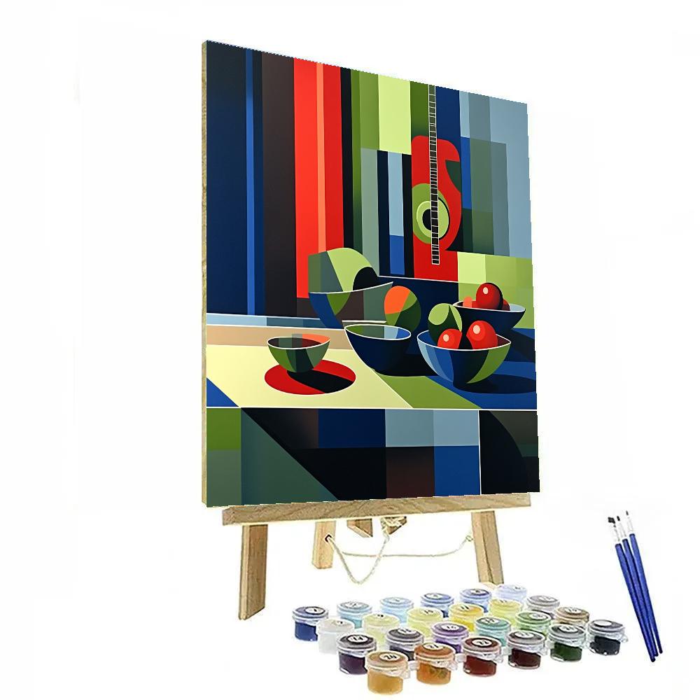 Pablo Picasso Inspired Symbolic Still Life With Guitar Motifs Paint by numbers art