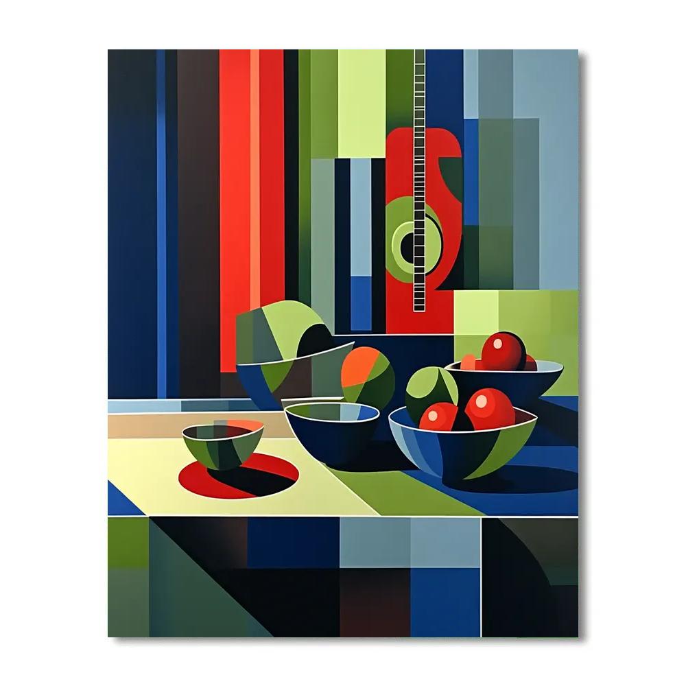 Pablo Picasso Inspired Symbolic Still Life With Guitar Motifs Paint by numbers art