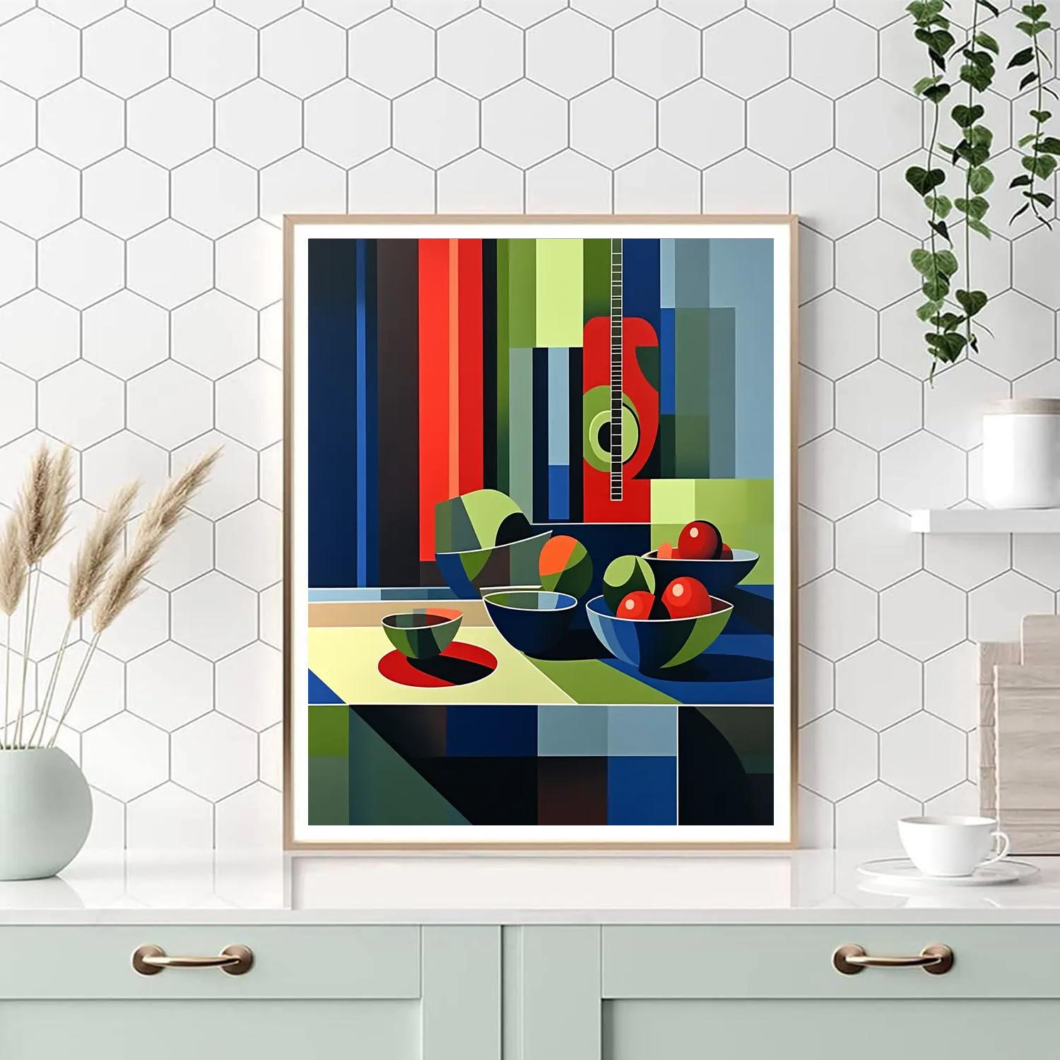 Pablo Picasso Inspired Symbolic Still Life With Guitar Motifs Paint by numbers art