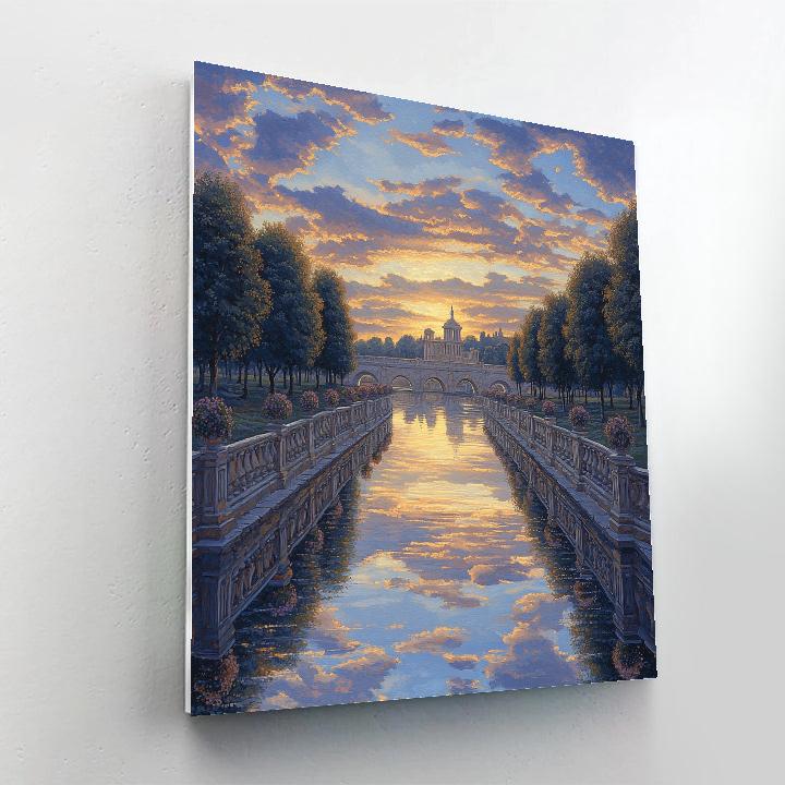 Raphael Inspired Symmetrical Sky Over River Perspective Paint by numbers art