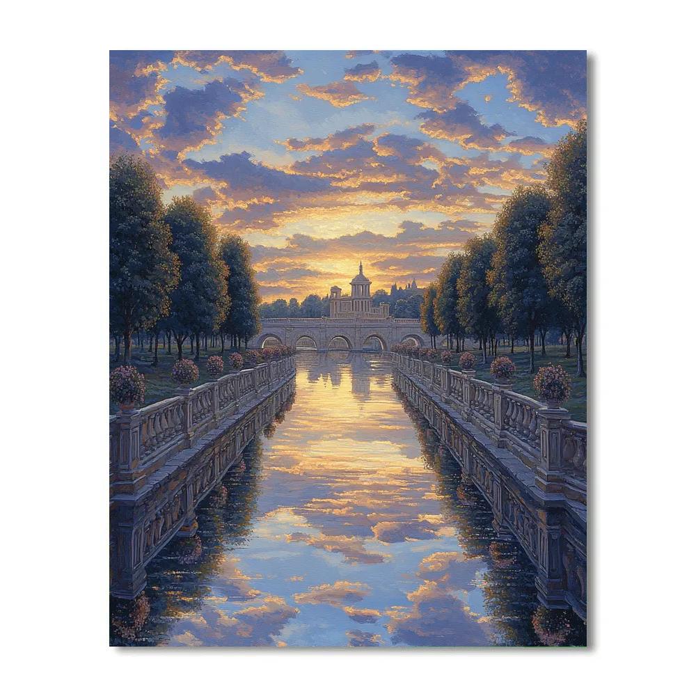 Raphael Inspired Symmetrical Sky Over River Perspective Paint by numbers art