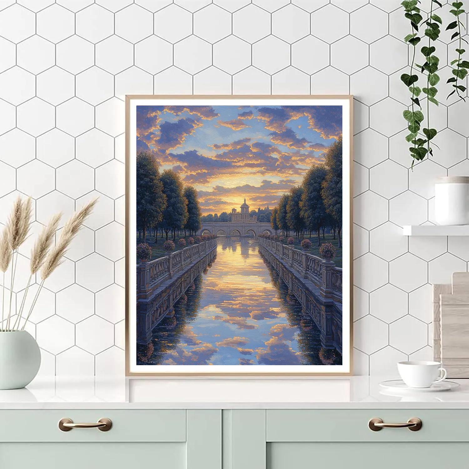 Raphael Inspired Symmetrical Sky Over River Perspective Paint by numbers art