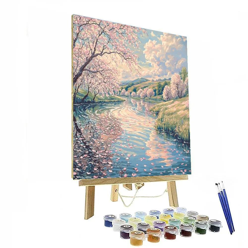 Hiroshige Inspired Cherry Blossom River Paint by numbers kits
