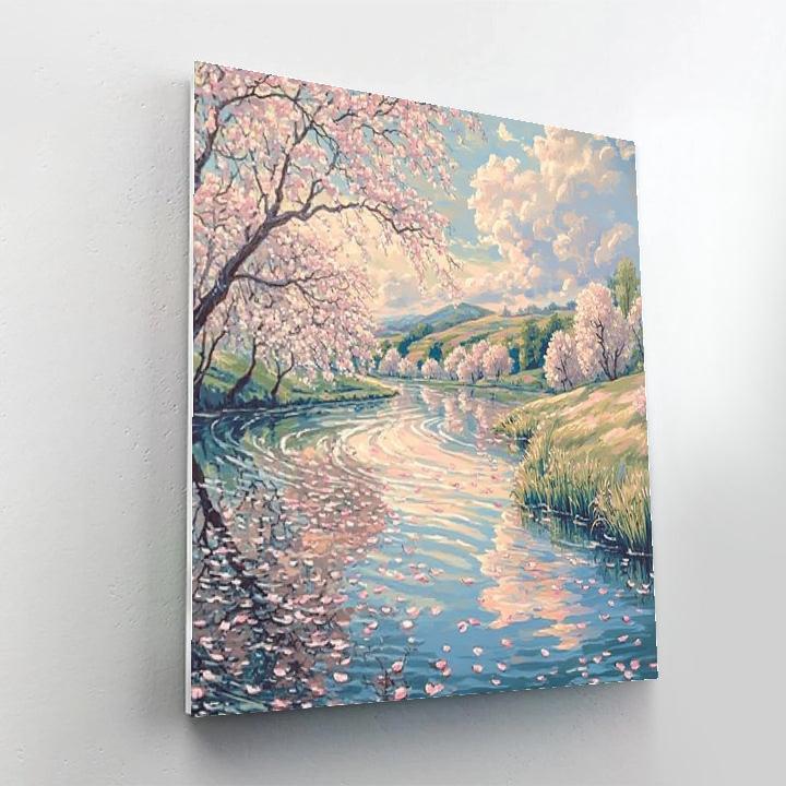 Hiroshige Inspired Cherry Blossom River Paint by numbers kits