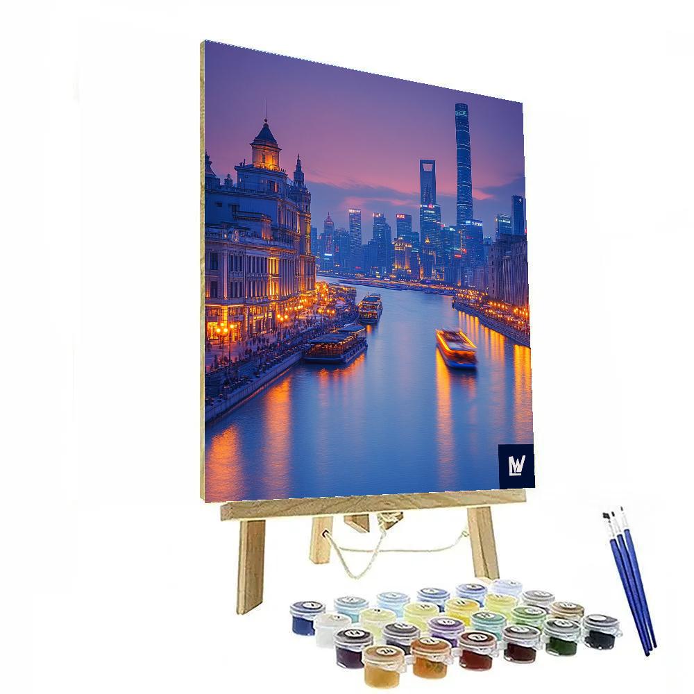 Bund Panorama At Twilight, Shanghai, China Paint by numbers art