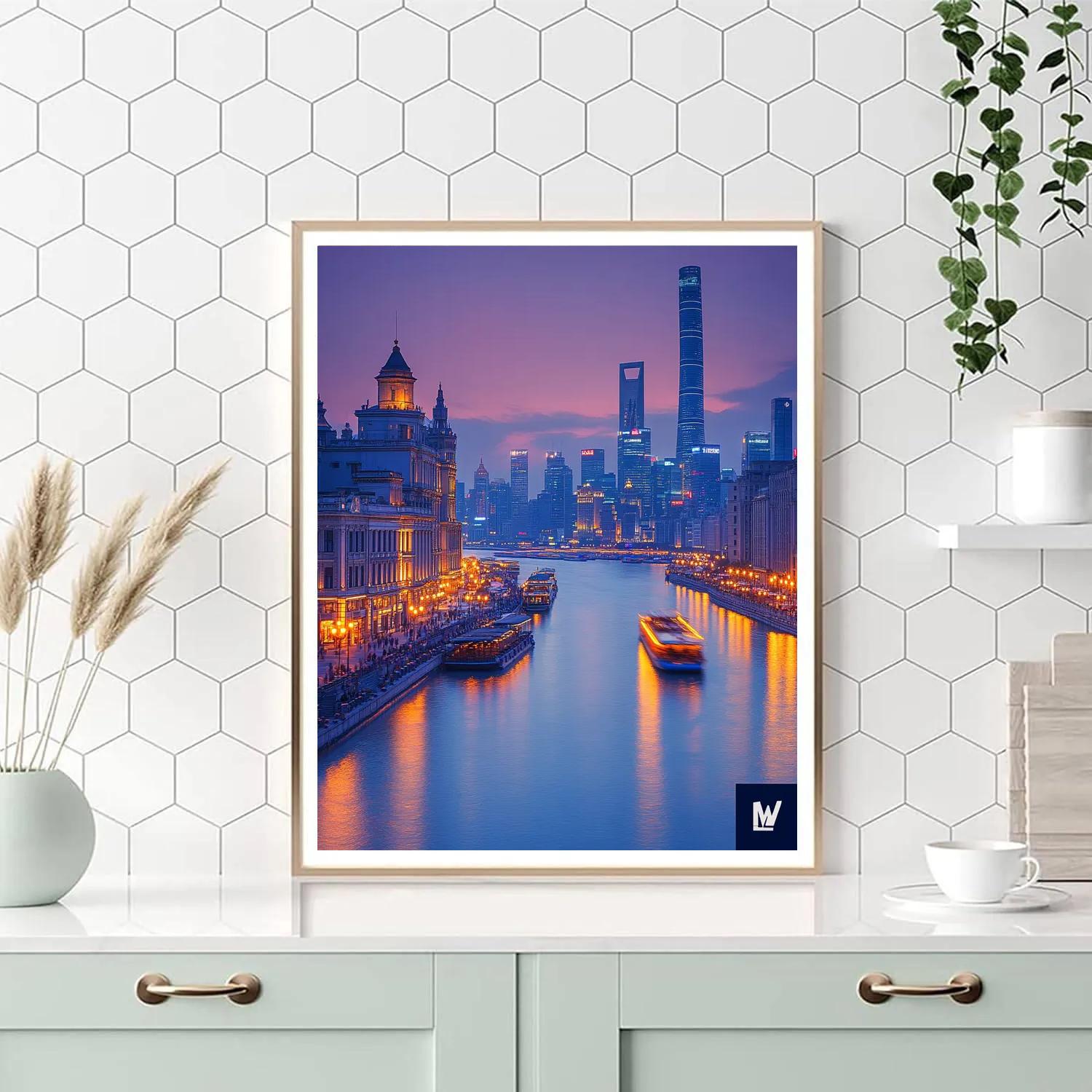 Bund Panorama At Twilight, Shanghai, China Paint by numbers art