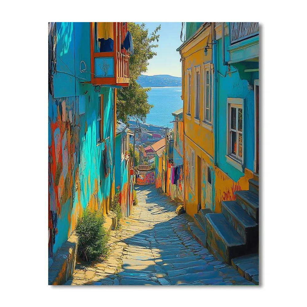 Street Art Lanes Of Valparaiso, Chile painting number kit