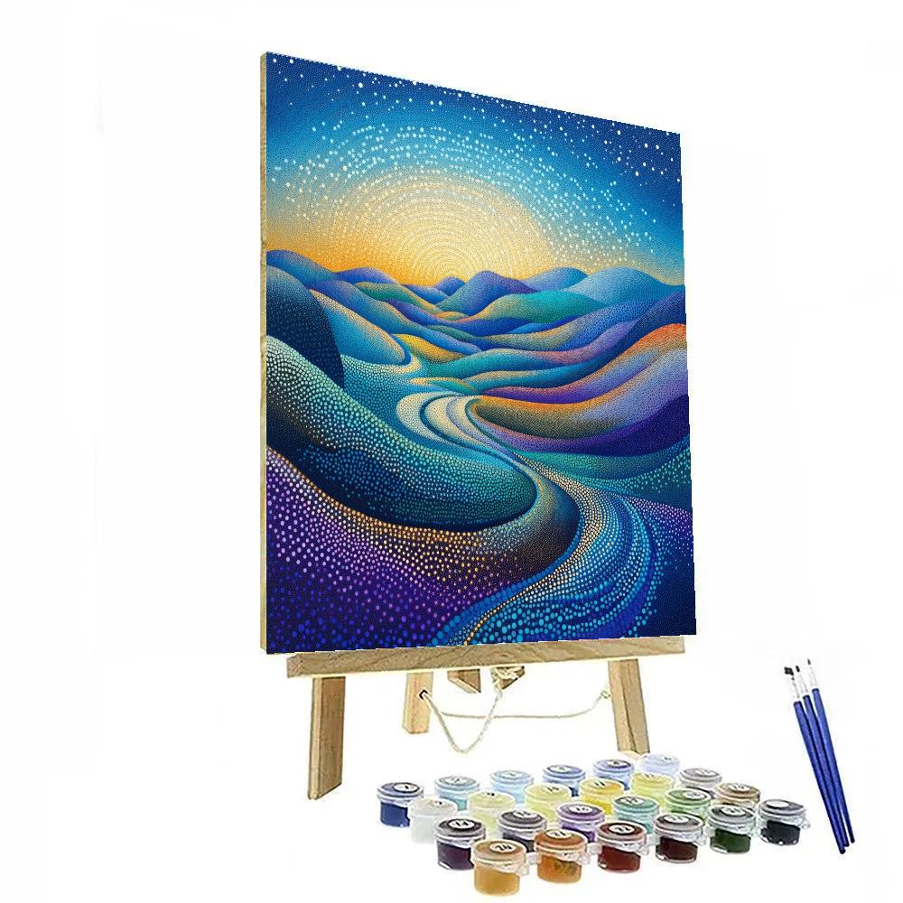 Georges Seurat Inspired Quantum Fractal Landscape painting number kit