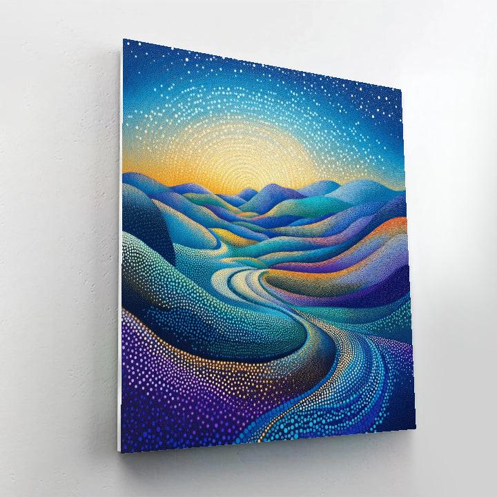 Georges Seurat Inspired Quantum Fractal Landscape painting number kit