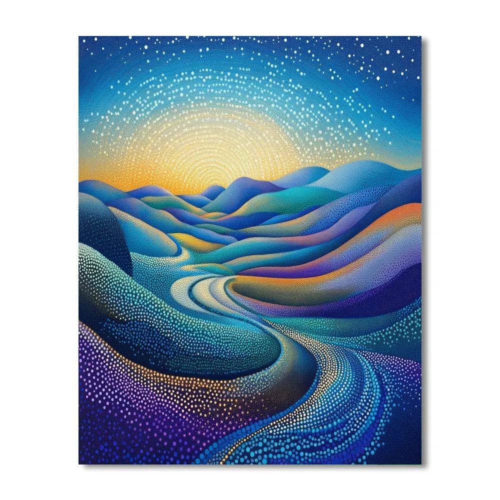 Georges Seurat Inspired Quantum Fractal Landscape painting number kit