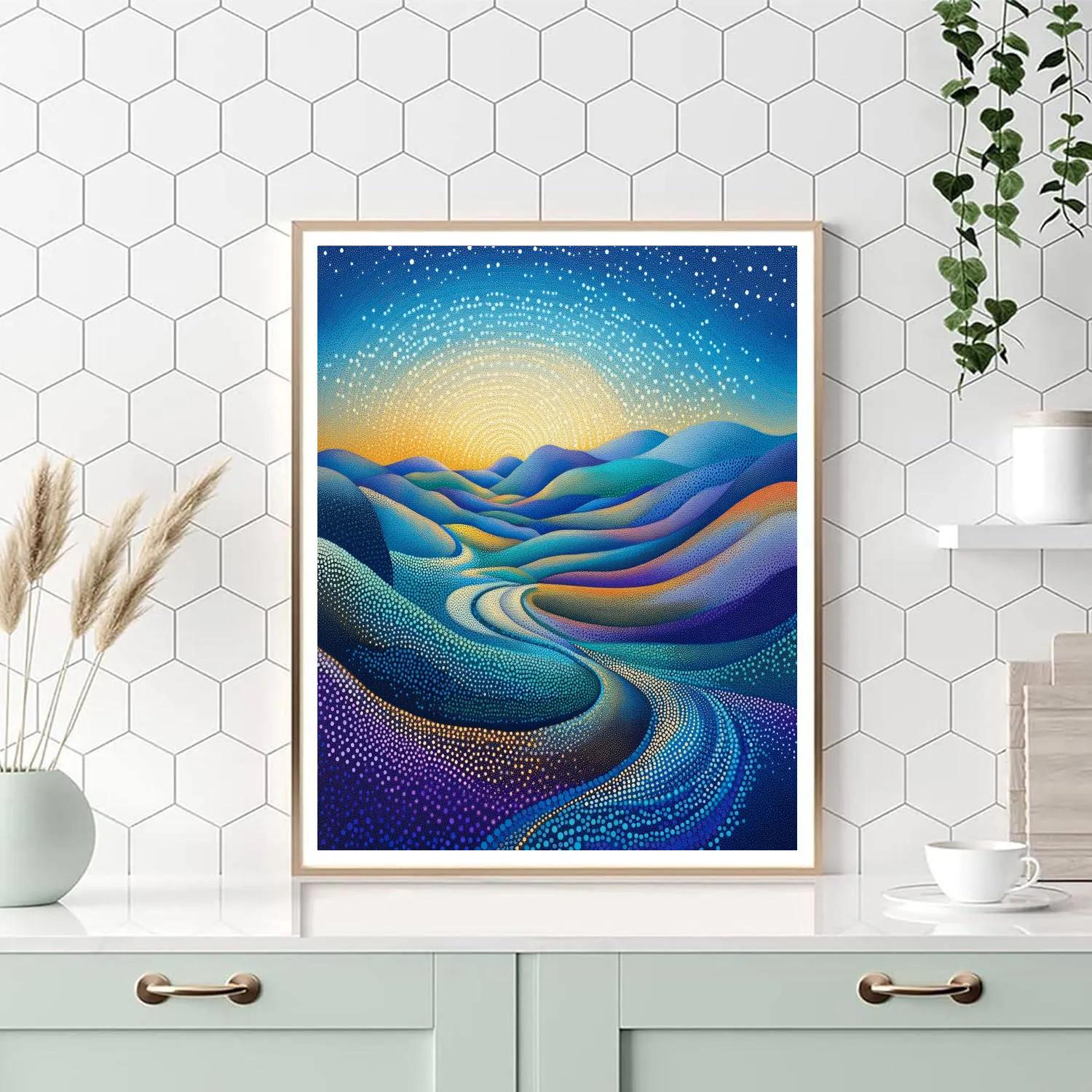 Georges Seurat Inspired Quantum Fractal Landscape painting number kit