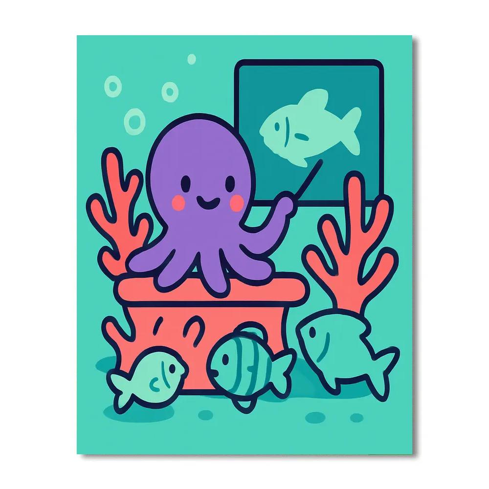 Octopus In Coral Classroom paint by color
