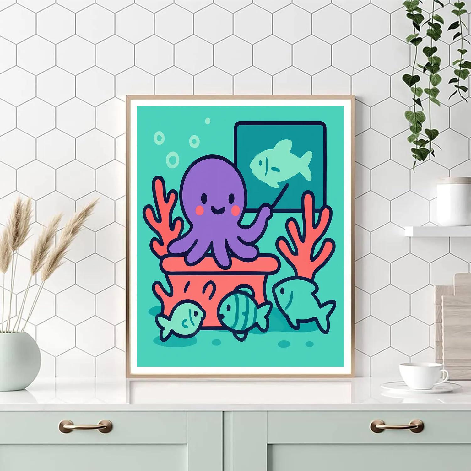 Octopus In Coral Classroom paint by color