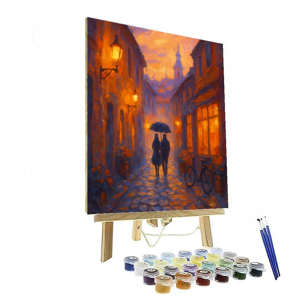 Sunset Alleyway Cozy Cityscape DIY paint by numbers