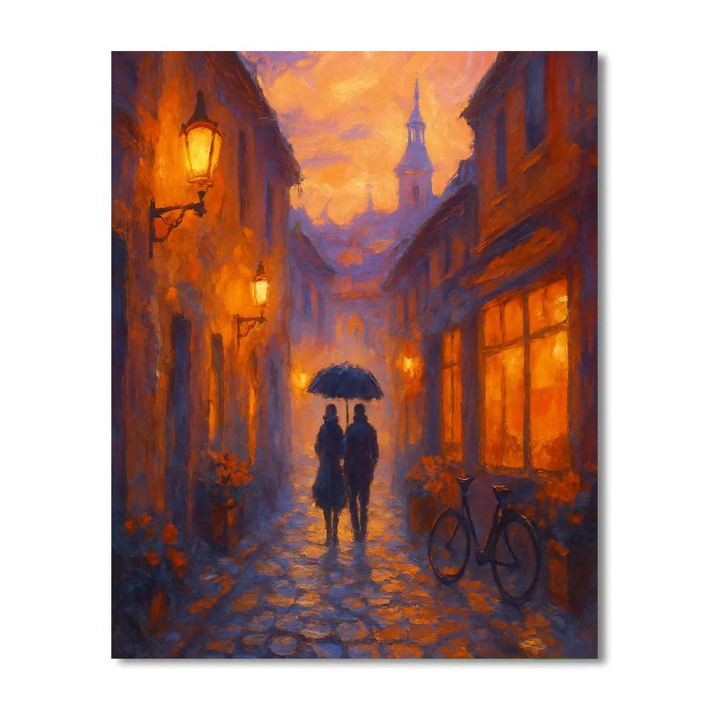 Sunset Alleyway Cozy Cityscape DIY paint by numbers