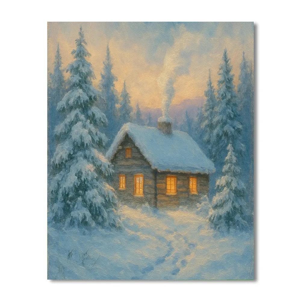 Winter Landscape Hearthside Cabin Paint by numbers kits