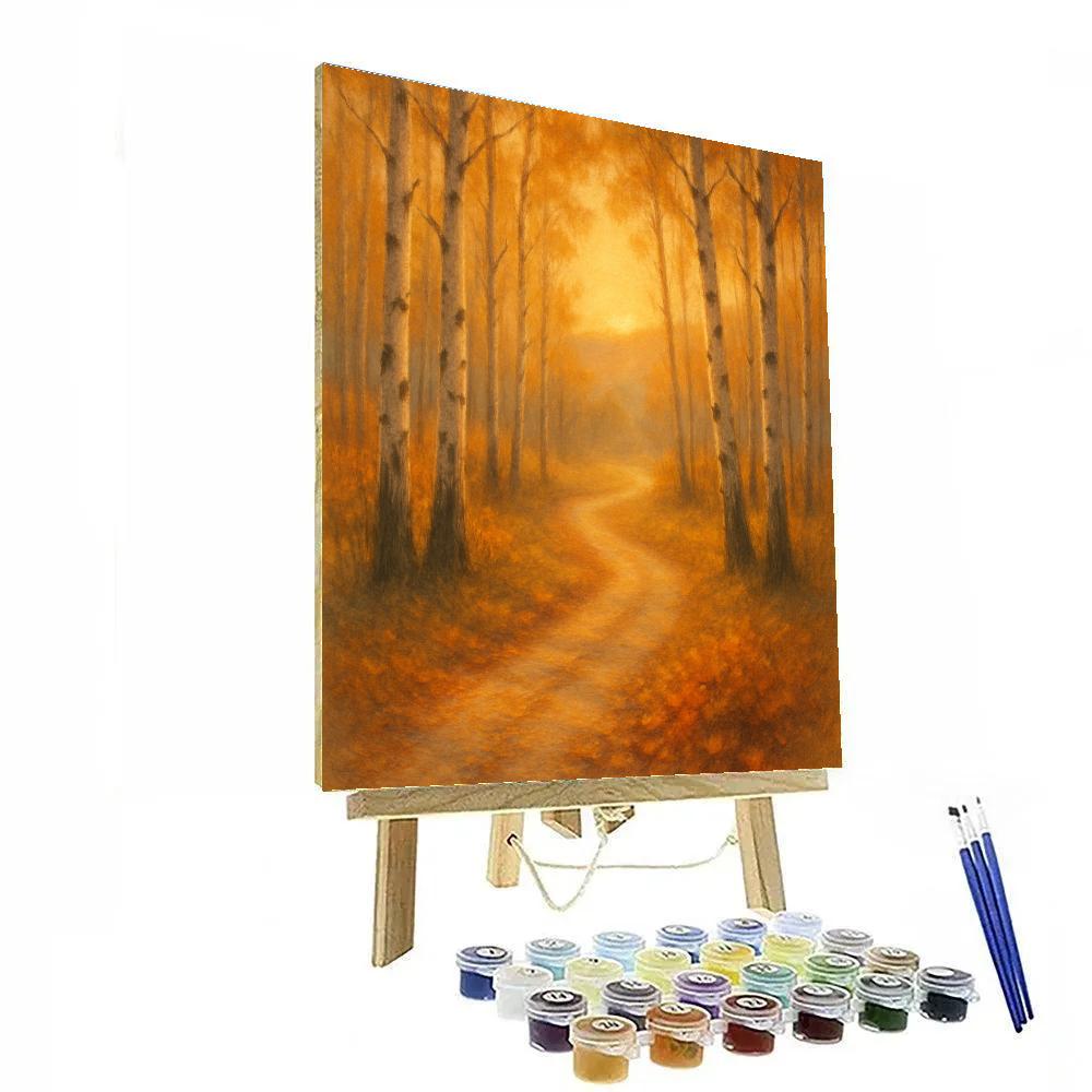 Golden Birch Path Painting by numbers kit