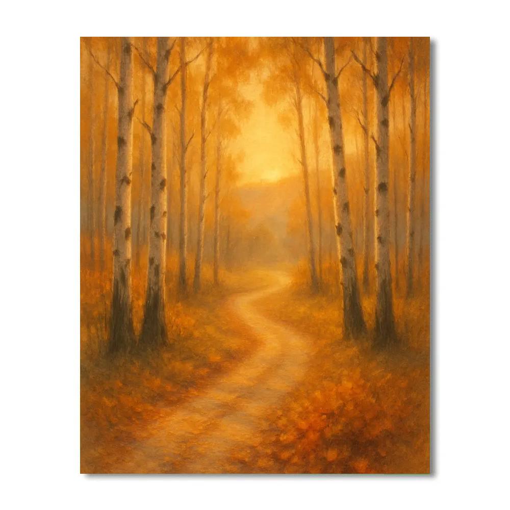 Golden Birch Path Painting by numbers kit