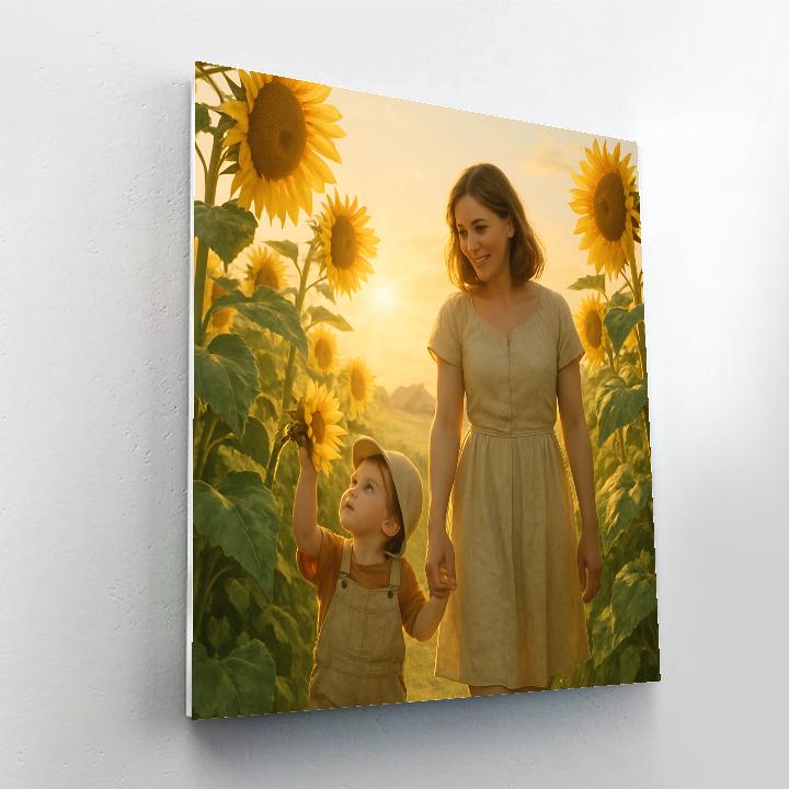 Mother And Child Sunflower Walk DIY paint by numbers