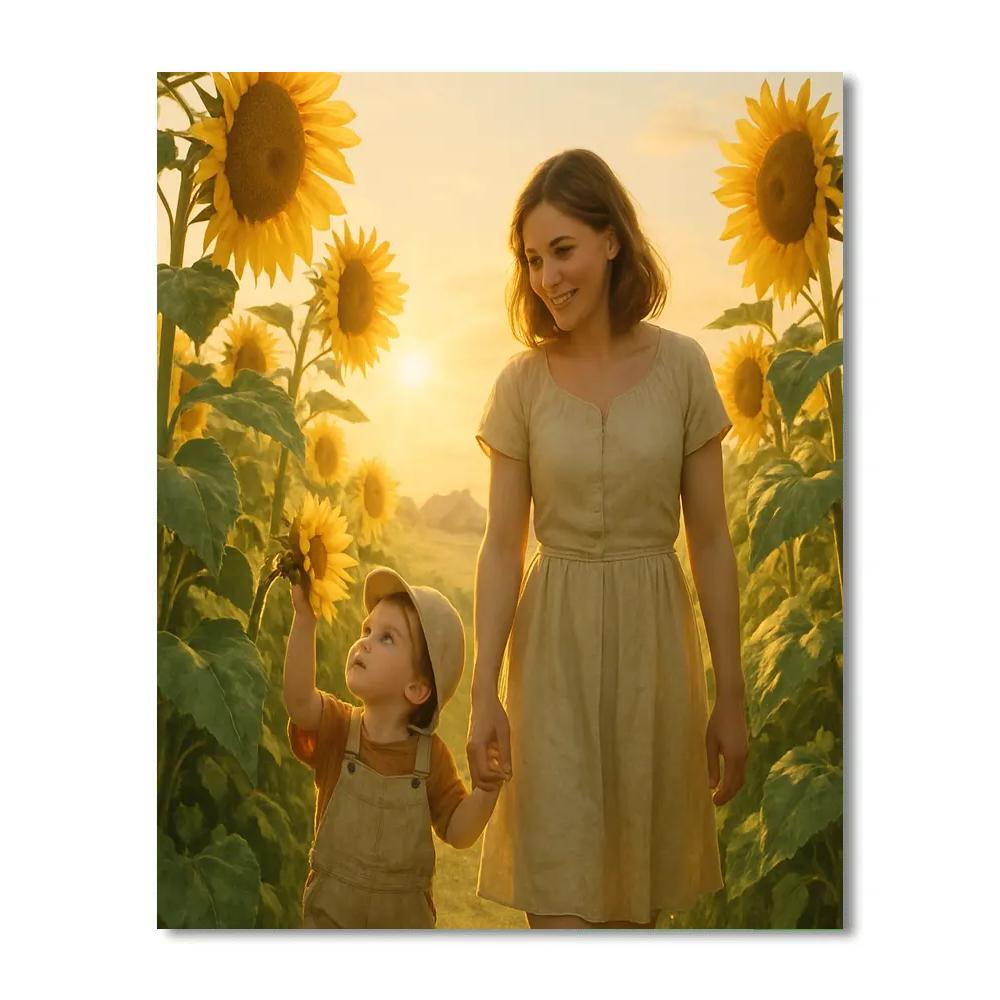 Mother And Child Sunflower Walk DIY paint by numbers