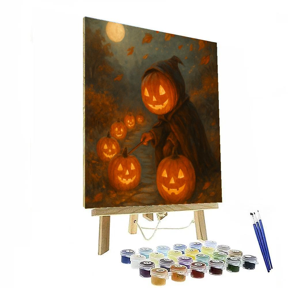 Candlelit Pumpkin Path Number painting
