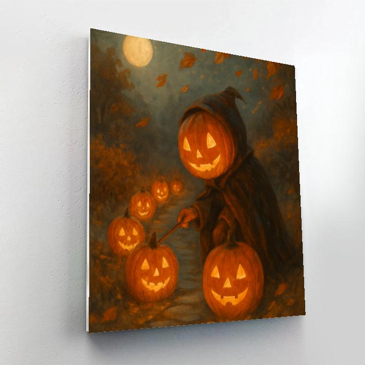 Candlelit Pumpkin Path Number painting