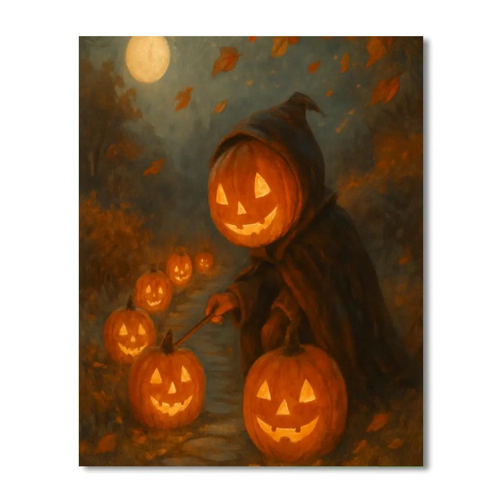 Candlelit Pumpkin Path Number painting