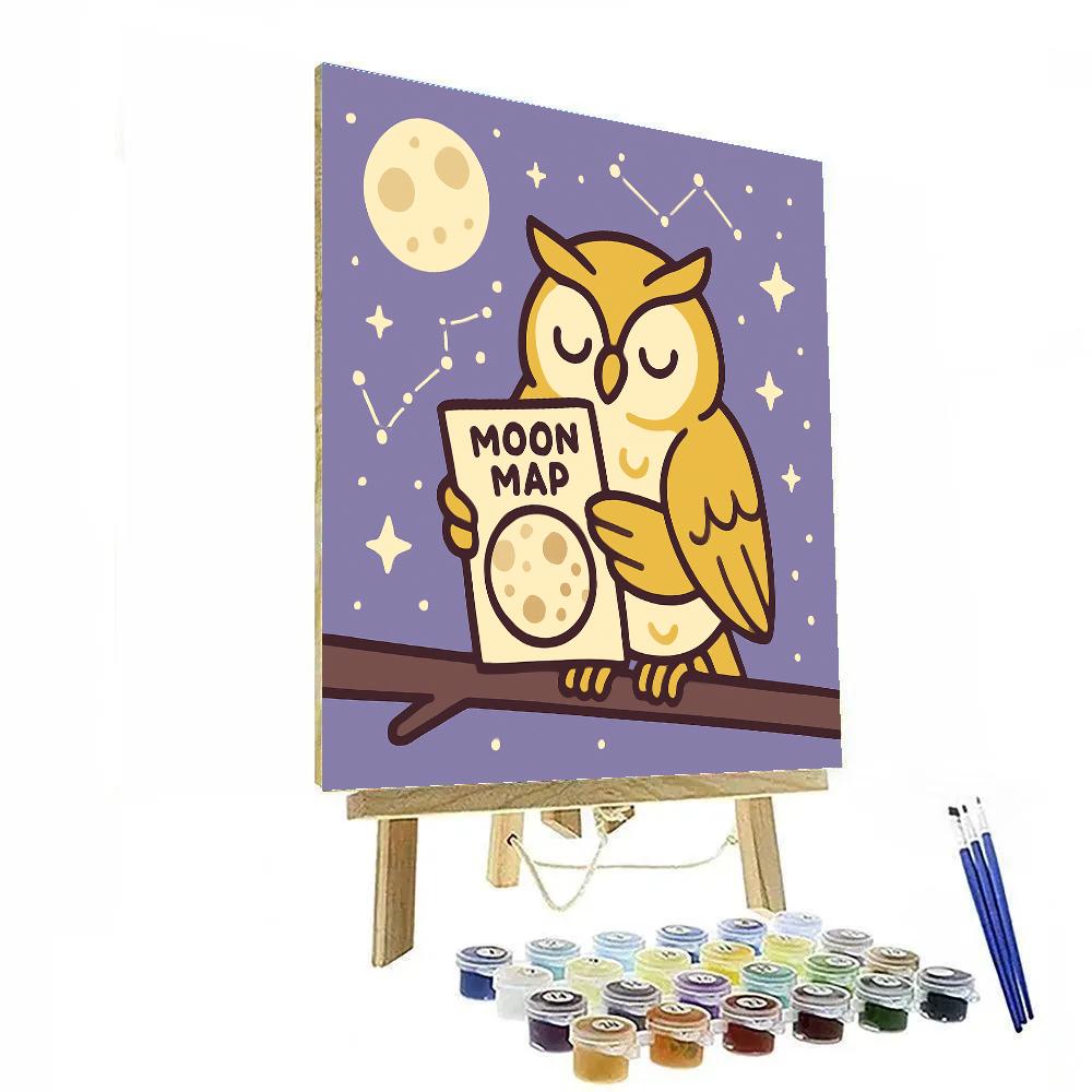 Owl With Moon Map paint by color