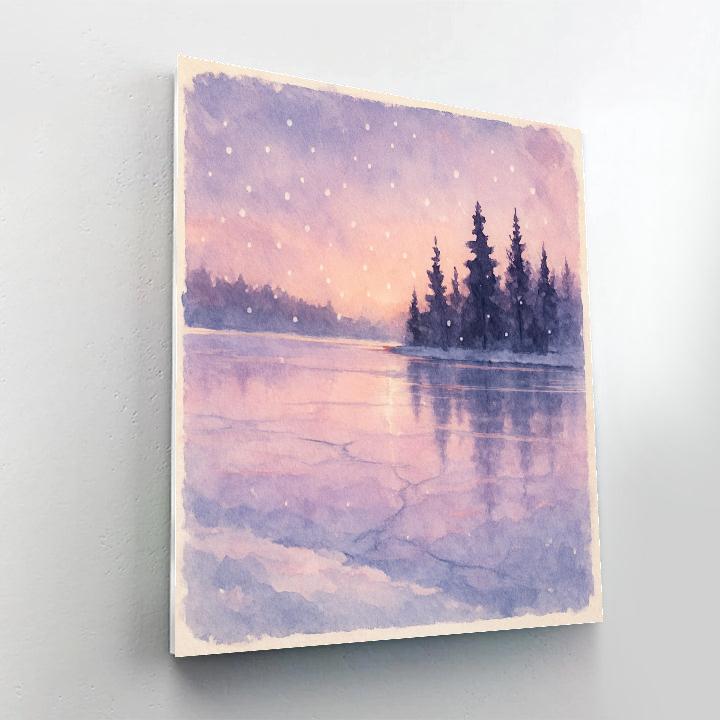 Frozen Lake Reflections Winter Landscape Number painting