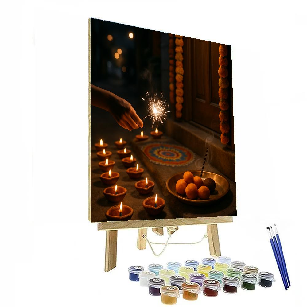 Diwali Doorstep With Warm Diyas Paint by numbers kits