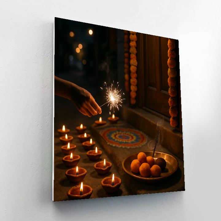 Diwali Doorstep With Warm Diyas Paint by numbers kits