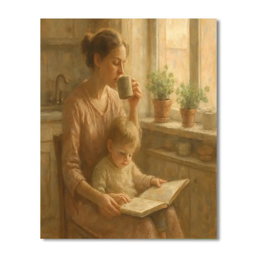 Quiet Morning With Mom paint by color
