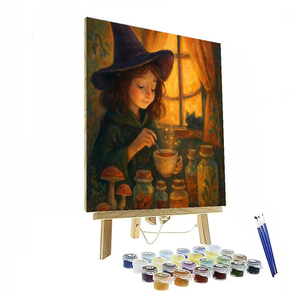 Witchs Cottage Window Glow Paint by numbers art