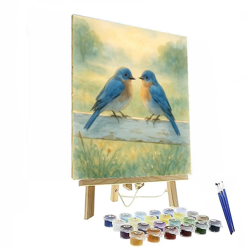 Dawn Bluebird By The Fence Painting by numbers kit