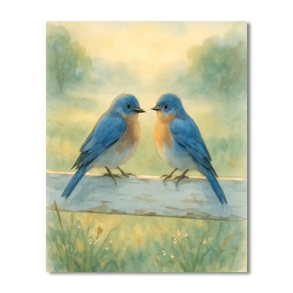 Dawn Bluebird By The Fence Painting by numbers kit