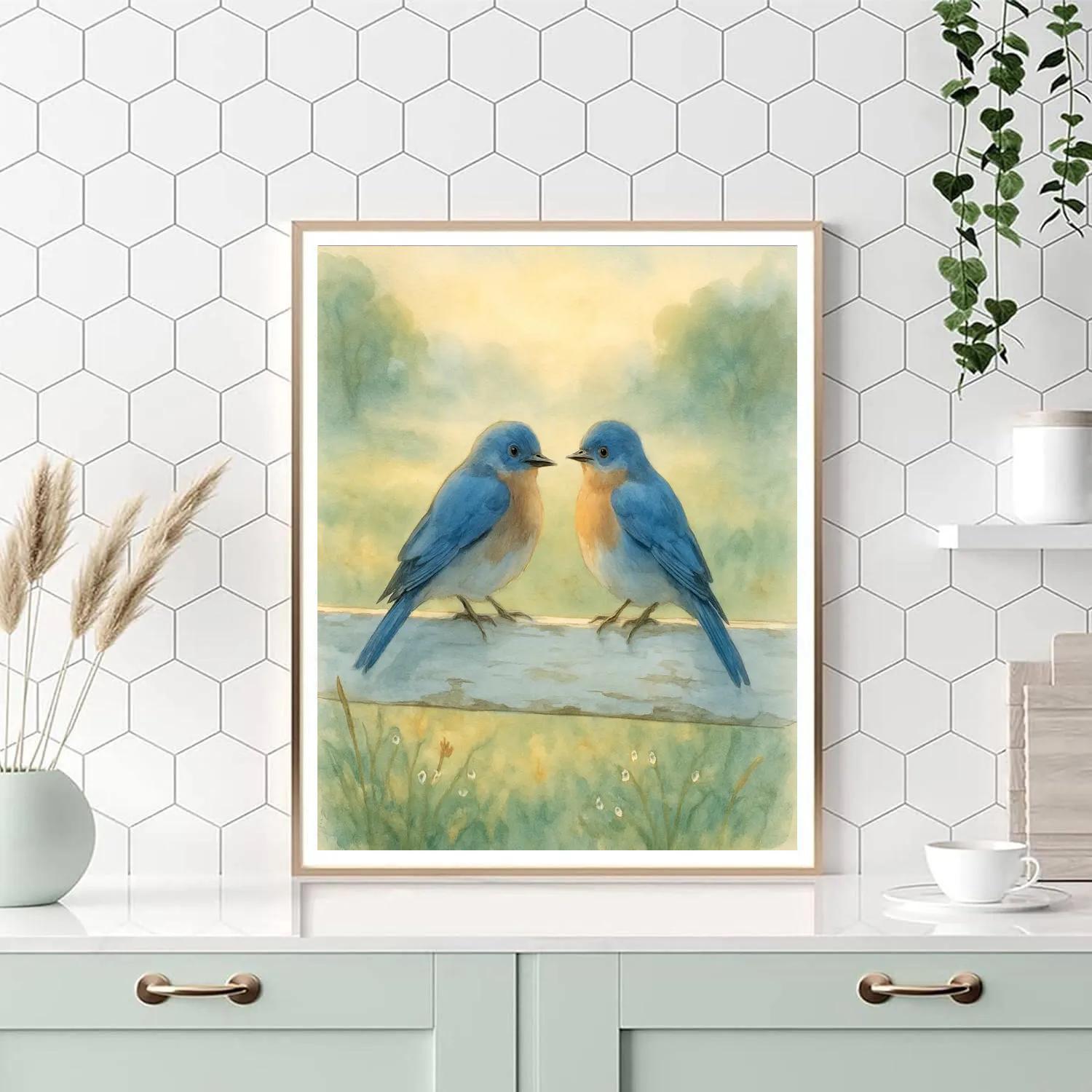 Dawn Bluebird By The Fence Painting by numbers kit