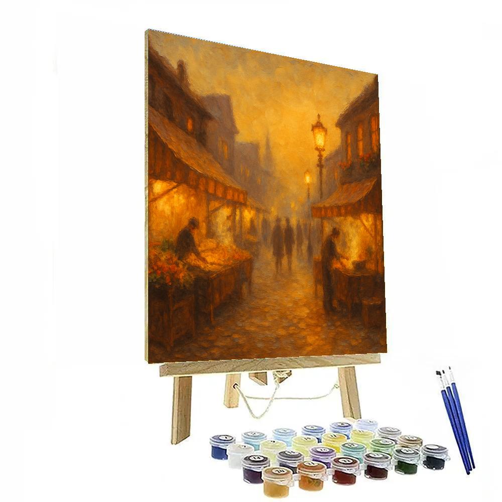 Vintage Lamplit Market Street paint by color