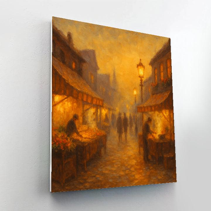 Vintage Lamplit Market Street paint by color