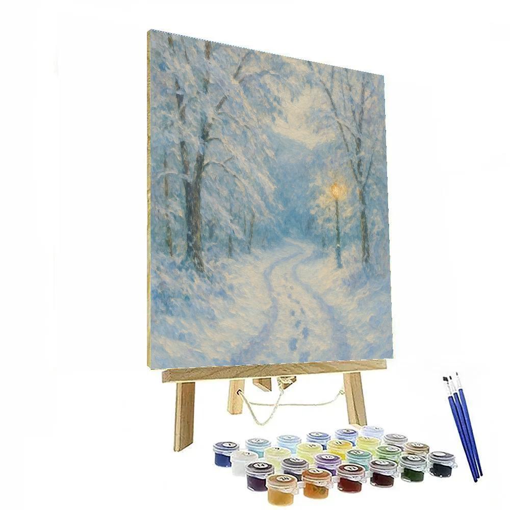 Snowy Forest Path Winter Landscape Number painting