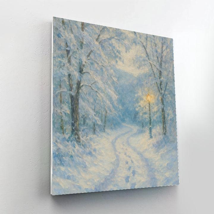 Snowy Forest Path Winter Landscape Number painting