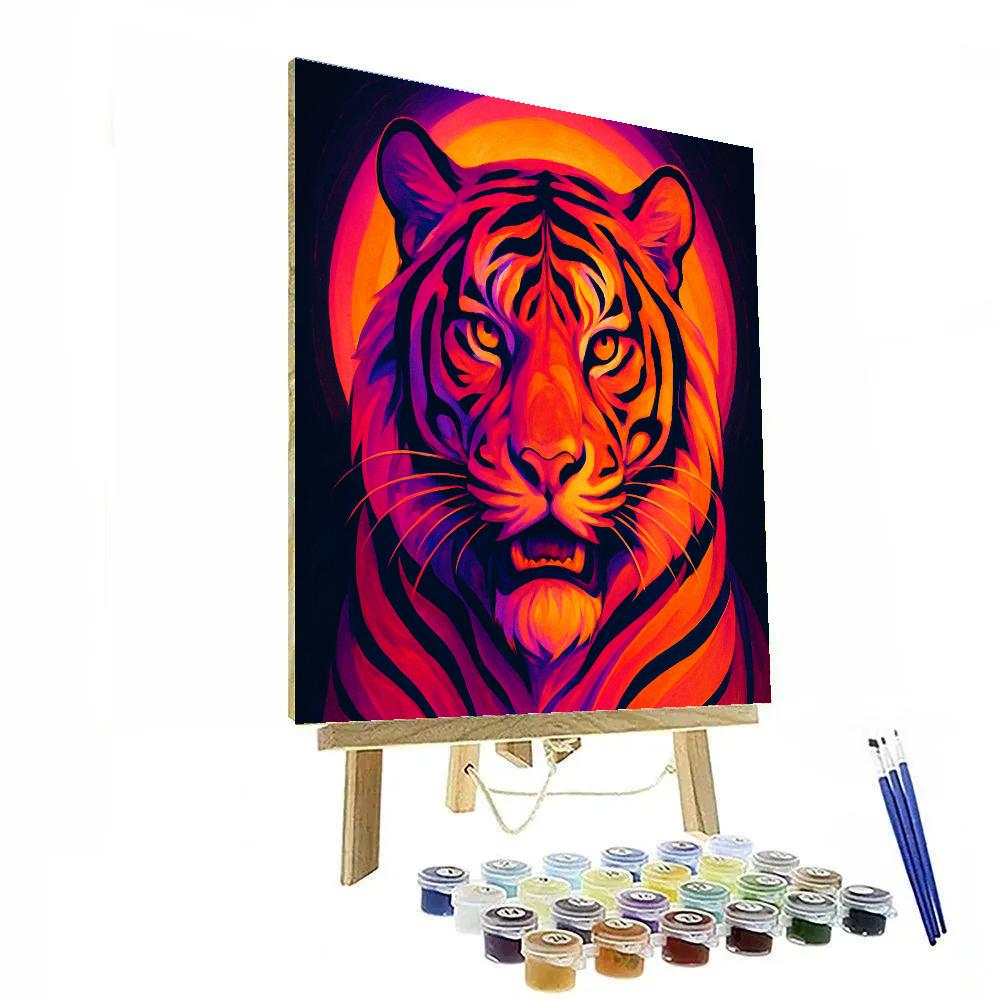 Sunset Tiger Colorblock paint by numbers