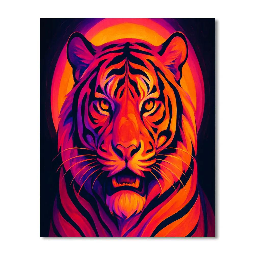 Sunset Tiger Colorblock paint by numbers